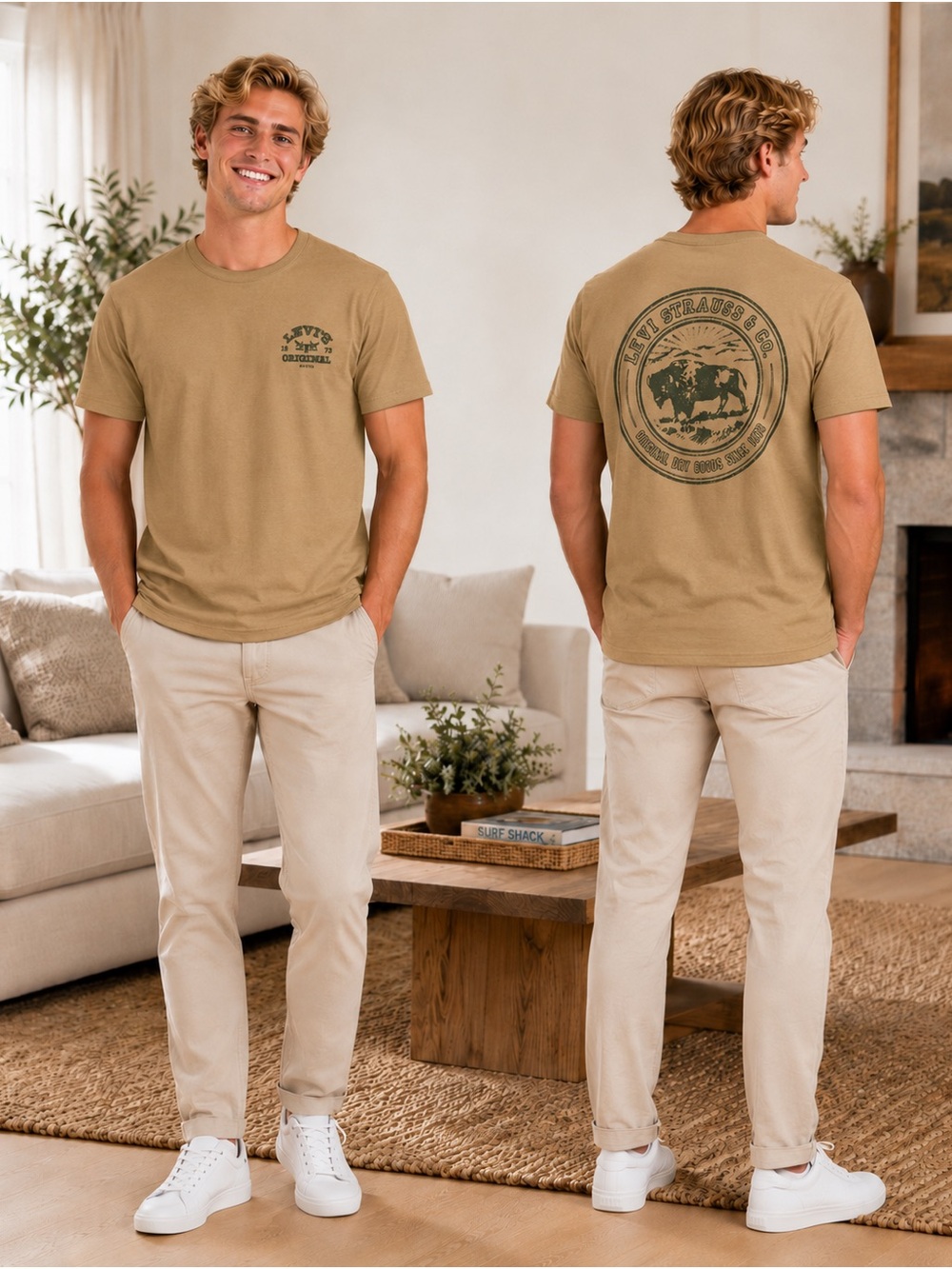 Levi’s Tan Original Buffalo Back Graphic Tee XS